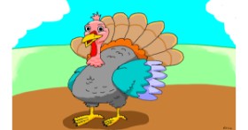 Drawing of Turkey by Flowerpot