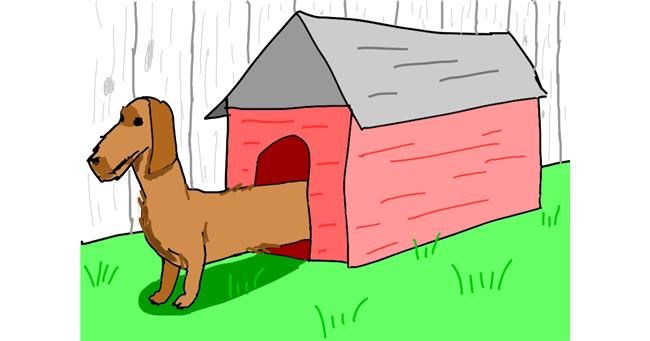 Drawing of Dog house by Sam