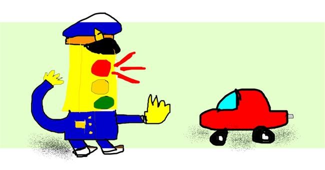 Drawing of Traffic light by Mary