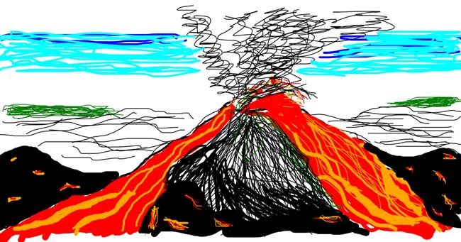 Drawing of Volcano by Soni