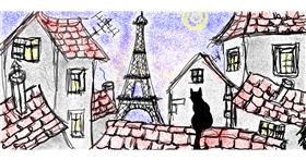 Drawing of Eiffel Tower by Kitine