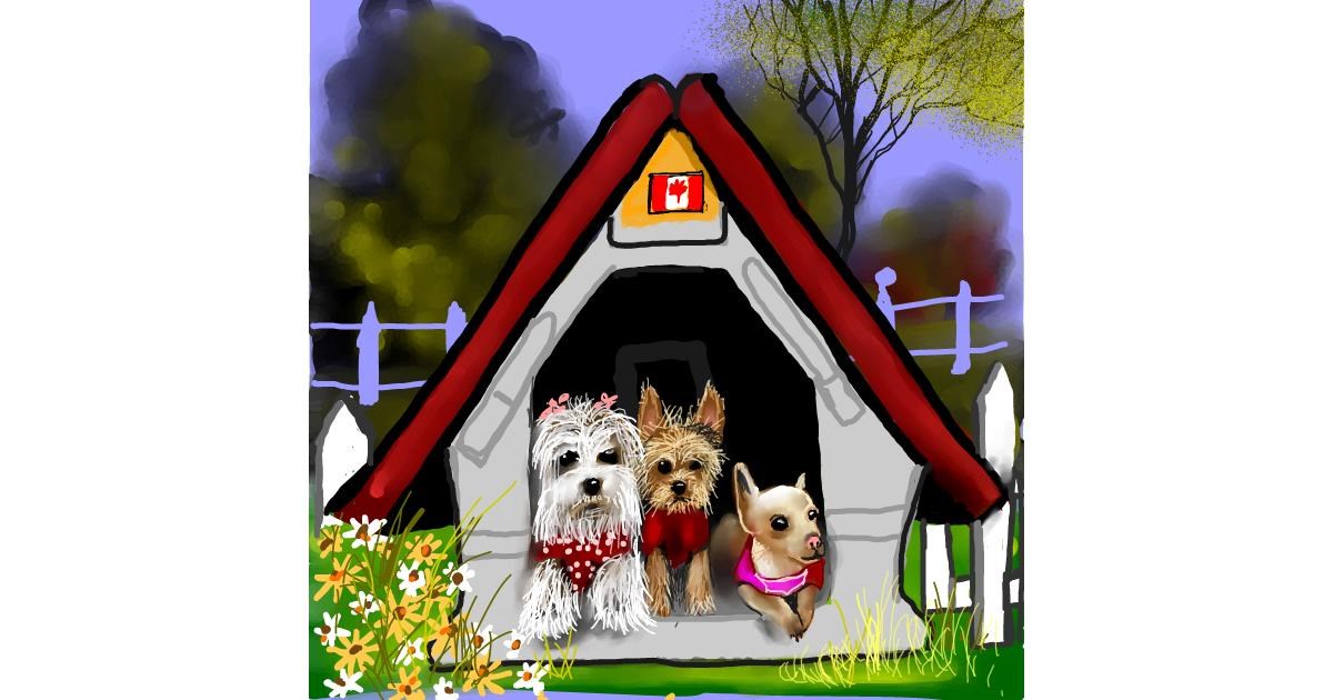 Drawing of Dog house by Leah