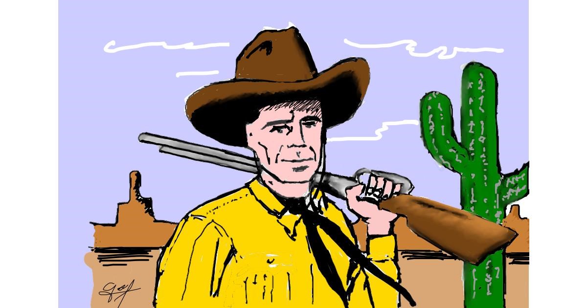 Drawing of Cowboy by Bibattole