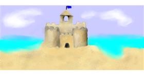 Drawing of Sand castle by Gillian
