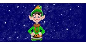 Drawing of Christmas elf by Chaching