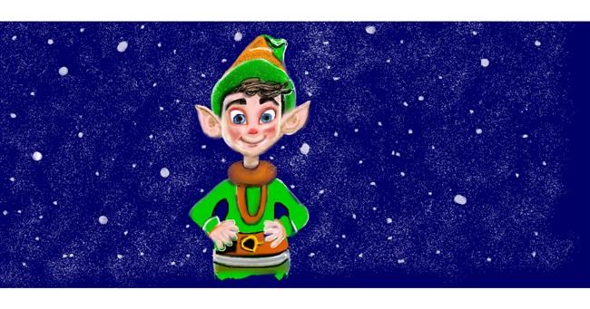 Drawing of Christmas elf by Chaching