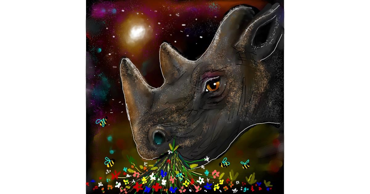 Drawing of Rhino by Leah