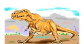 Drawing of T-rex dinosaur by Flowerpot
