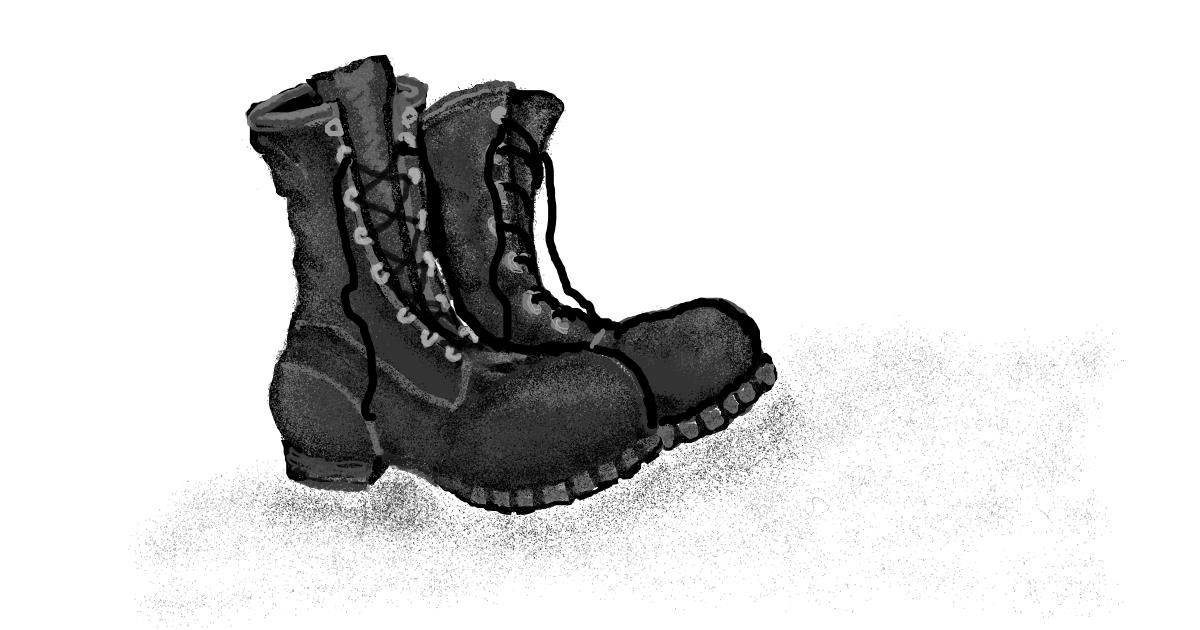 Drawing of Boots by Trapdoor