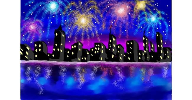 Drawing of Fireworks by Debidolittle