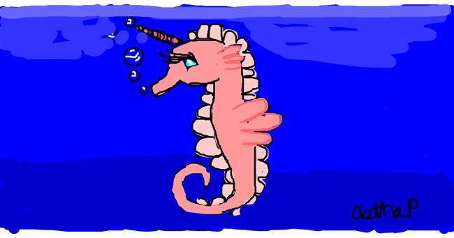 Drawing of Seahorse by Astha