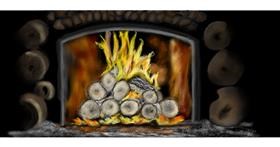 Drawing of Fireplace by Chaching
