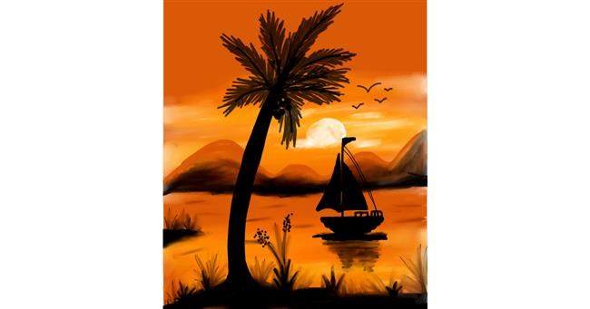Drawing of Sunset by Ranjith Sarathy