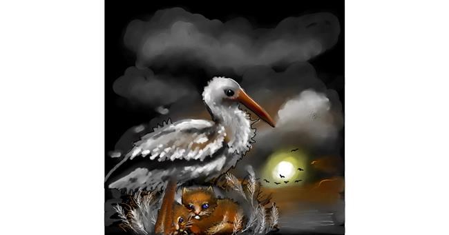 Drawing of Stork by Leah