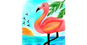 Drawing of Flamingo by Shanthini