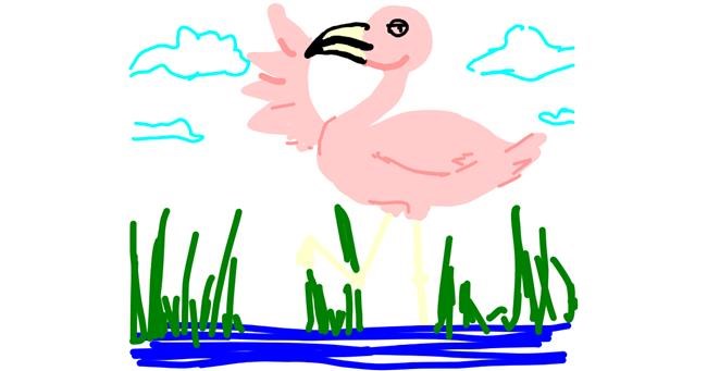 Drawing of Flamingo by Jojo