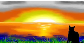 Drawing of Sunset by Swimmer