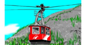 Drawing of Cable car by Flowerpot