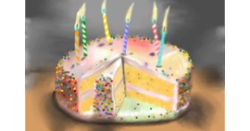 Drawing of Birthday cake by Wizard