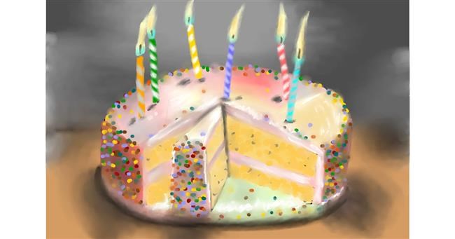 Drawing of Birthday cake by Wizard