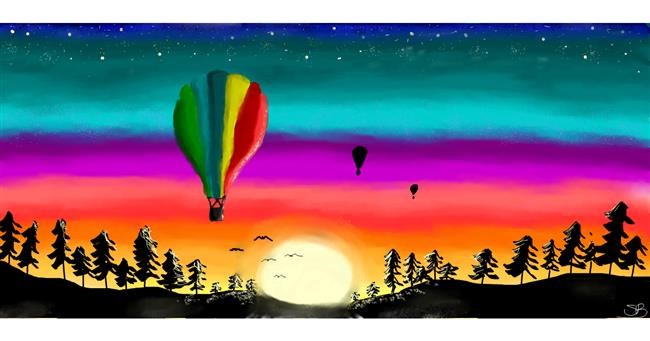 Drawing of Hot air balloon by Sara