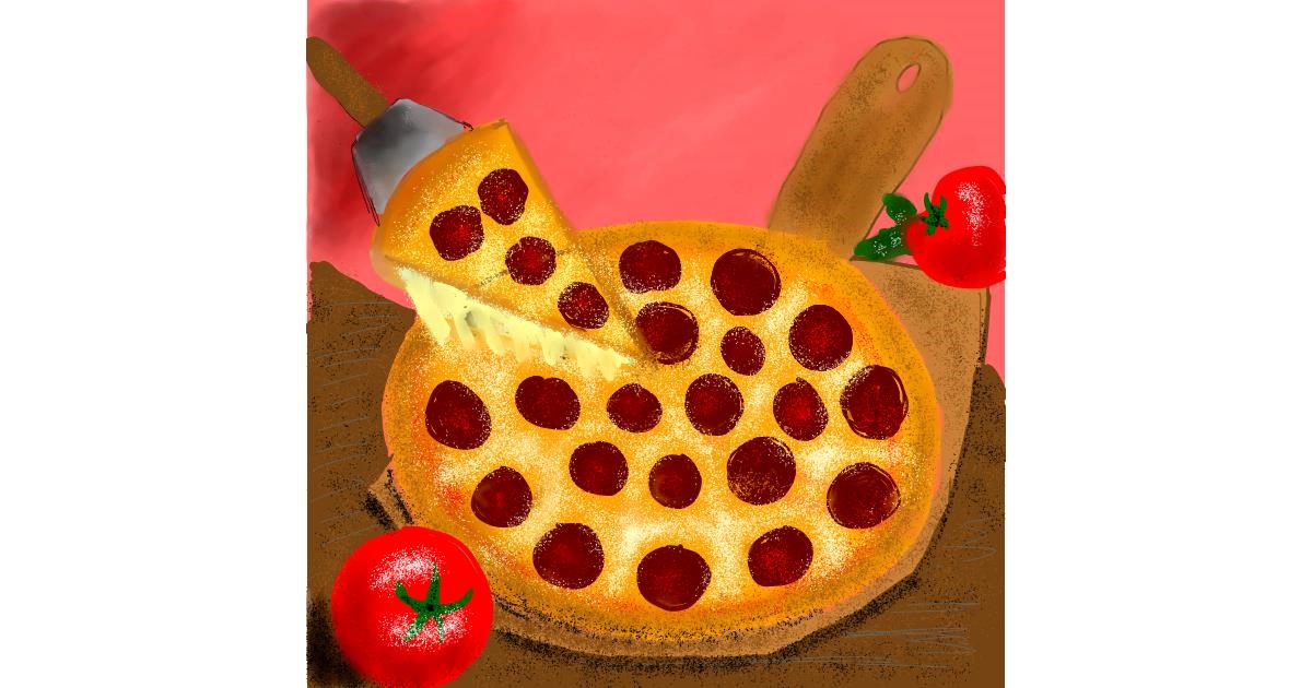 Drawing of Pizza by Lou
