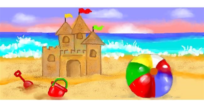 Drawing of Sand castle by Debidolittle
