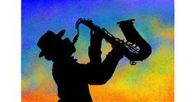 Drawing of Saxophone by Vely