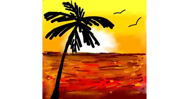 Drawing of Palm tree by Kanaran