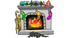 Drawing of Fireplace by Michelle