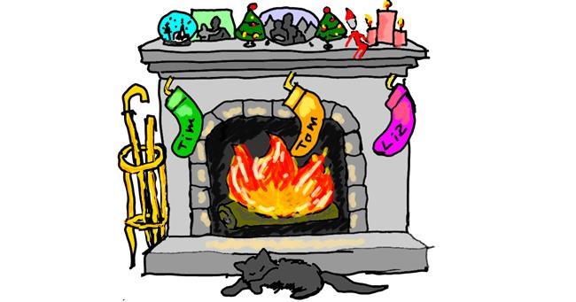 Drawing of Fireplace by Michelle