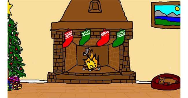 Drawing of Fireplace by heihei