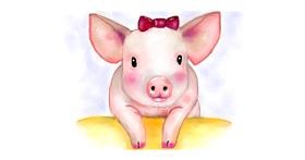 Drawing of Pig by Debidolittle