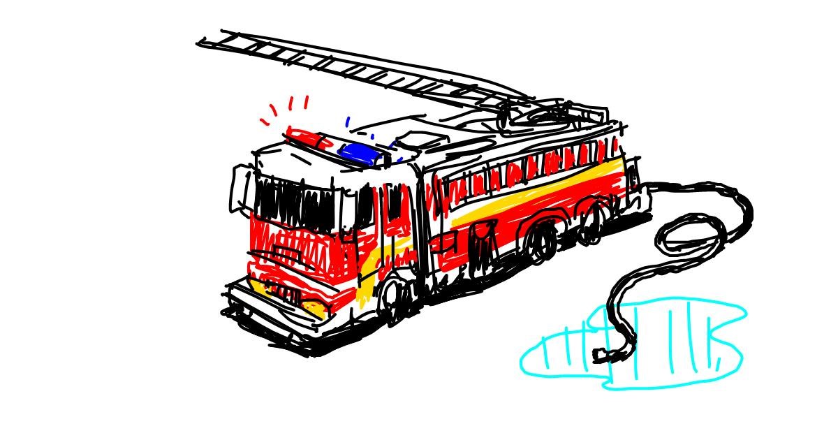 Drawing of Firetruck by leaf