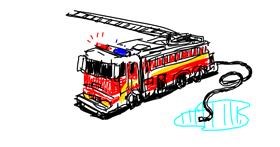 Drawing of Firetruck by leaf