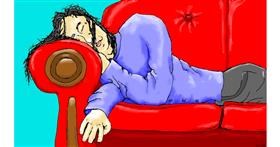 Drawing of Couch by flowerpot