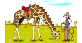Drawing of Giraffe by Flowerpot