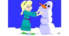 Drawing of Elsa (Disney) by flowerpot