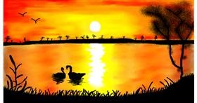Drawing of Sunset by Magic Mushroom