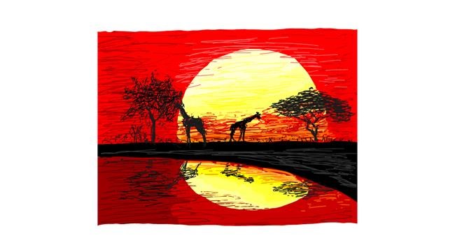 Sonnenuntergang-Zeichnung von Coyote