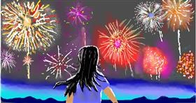 Drawing of Fireworks by Andy