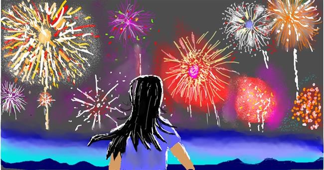 Drawing of Fireworks by Andy