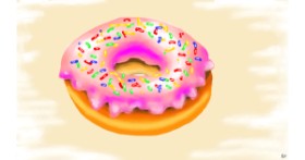 Drawing of Donut by Flowerpot