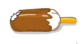 Drawing of Popsicle by flowerpot