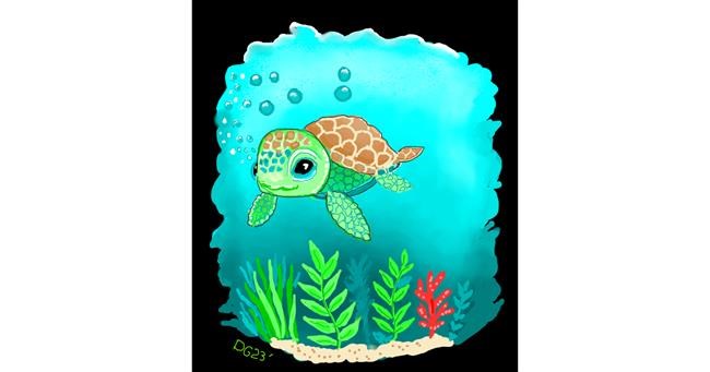 Drawing of Sea turtle by GreyhoundMama