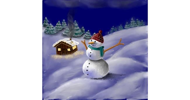 Drawing of Snowman by Andromeda