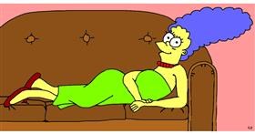 Drawing of Marge Simpson by Swimmer 