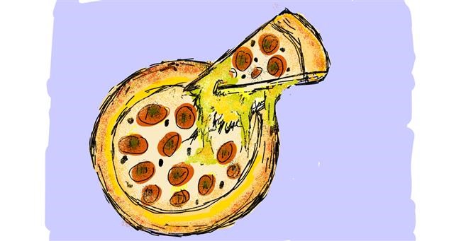 Drawing of Pizza by Lsk