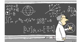 Drawing of Teacher by flowerpot