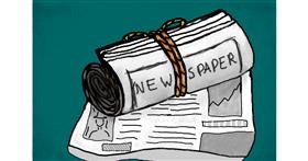 Drawing of Newspaper by rooster